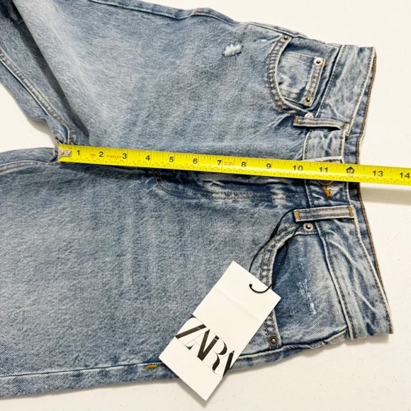 Zara The Ripped High Waist Mom Jeans NWT 0 - Picture 8 of 12